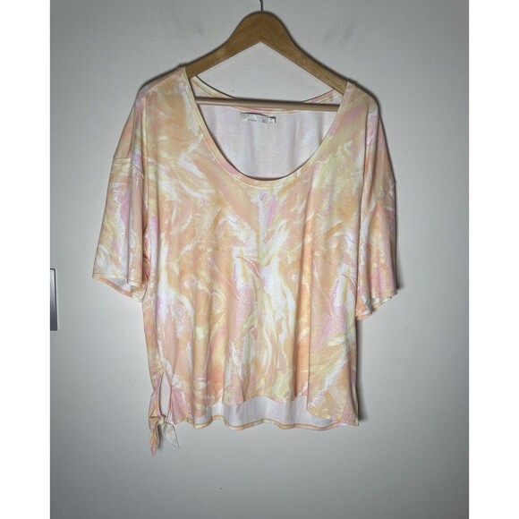 Prana Women’s Workout Top Casual Blouse Poly Jungle Honey Yellow Orange Pink XL - Picture 1 of 5
